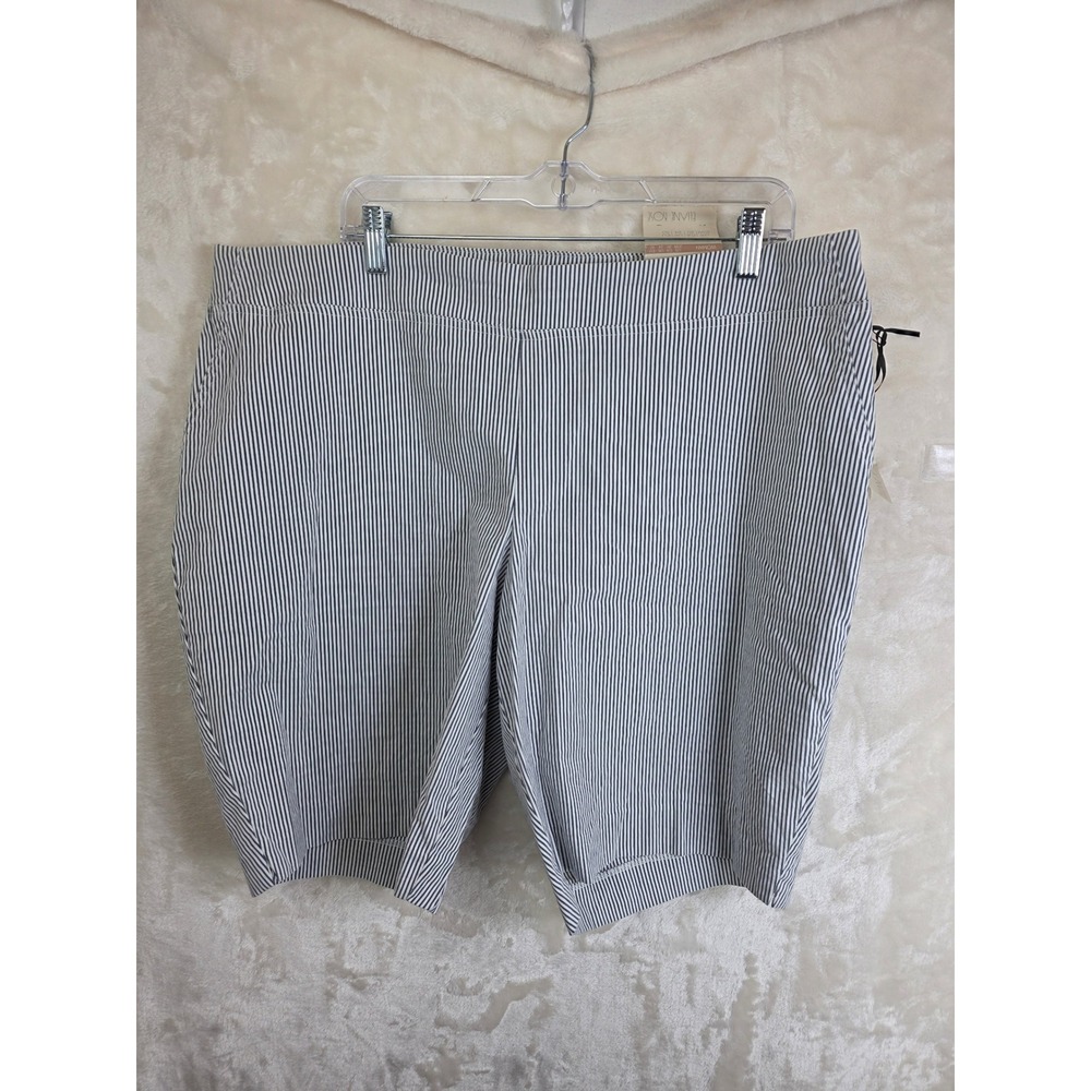 Eliane Rose Womens Seersucker Striped Shorts Blue‎ White Plus Size 20W NWT